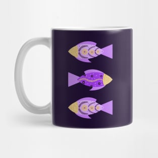 Purple and gold floral fishes Mug